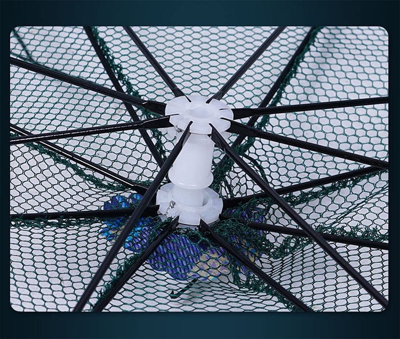 PuDong 2 Pack Crawfish Trapï¼ŒCrab Fish Trap,Foldable Fishing Bait Trap Cast Net Cage with 18 Feets Nylon Rope for Catching Small Bait Fish Eels Crab Lobster Minnows Shrimp 2 Pack - Image 2